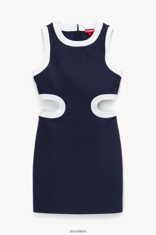Frauen Mini-Dolce-Kleid Marineweiß 466Z196 STAUD Kleidung