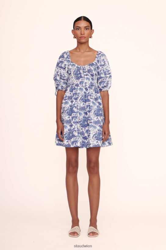 Frauen Mini-Faye-Kleid blaue Toile 466Z256 STAUD Kleidung