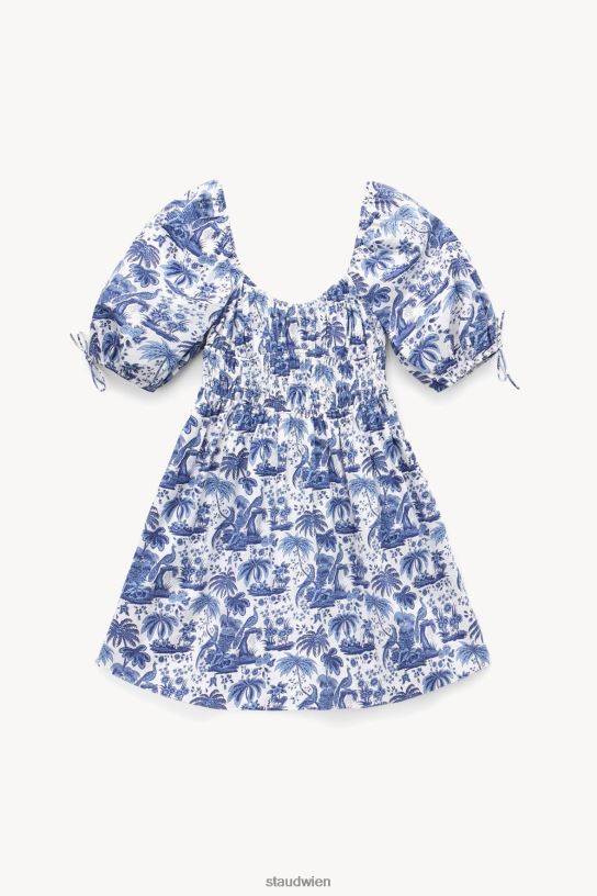 Frauen Mini-Faye-Kleid blaue Toile 466Z256 STAUD Kleidung