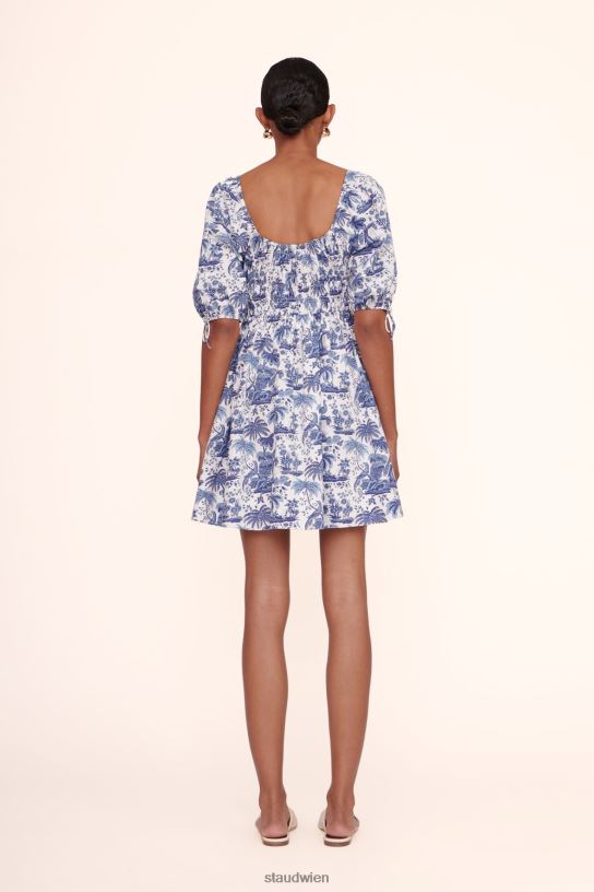 Frauen Mini-Faye-Kleid blaue Toile 466Z256 STAUD Kleidung