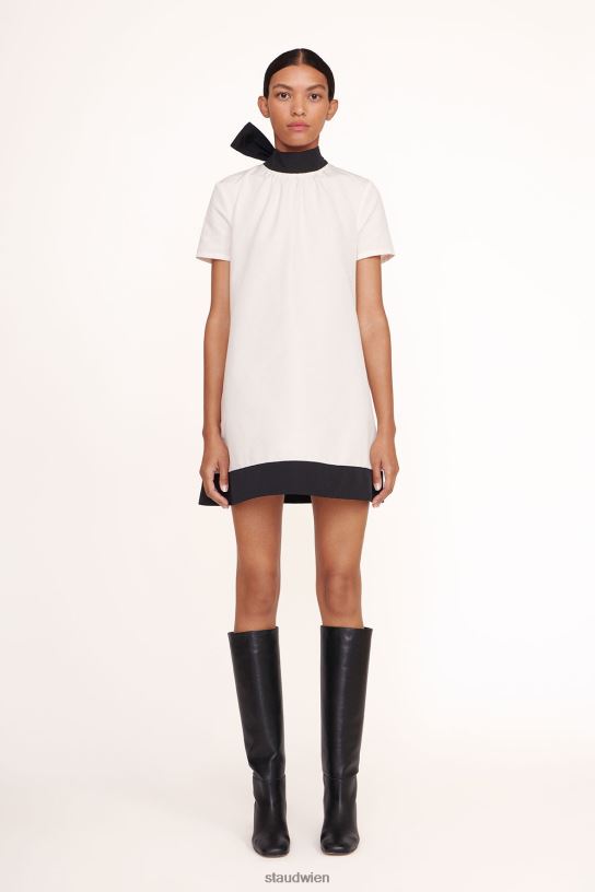 Frauen Mini-Ilana-Kleid Elfenbeinschwarz 466Z144 STAUD Kleidung