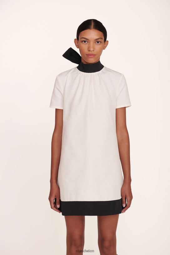 Frauen Mini-Ilana-Kleid Elfenbeinschwarz 466Z144 STAUD Kleidung