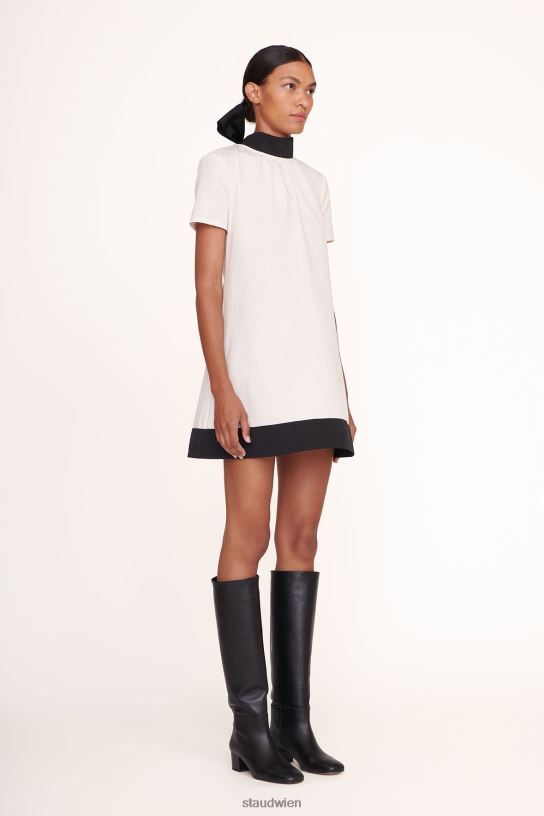 Frauen Mini-Ilana-Kleid Elfenbeinschwarz 466Z144 STAUD Kleidung