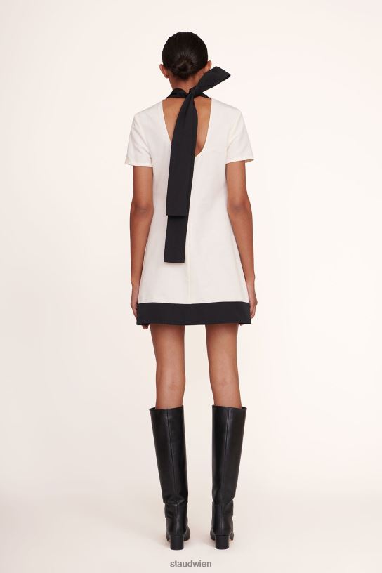 Frauen Mini-Ilana-Kleid Elfenbeinschwarz 466Z144 STAUD Kleidung