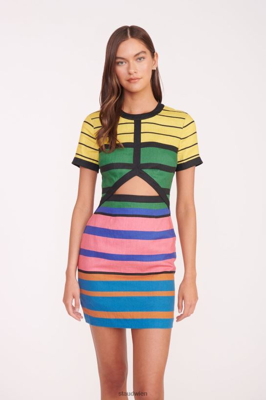 Frauen Mini-Perla-Kleid Formentera-Streifen 466Z43 STAUD Kleidung