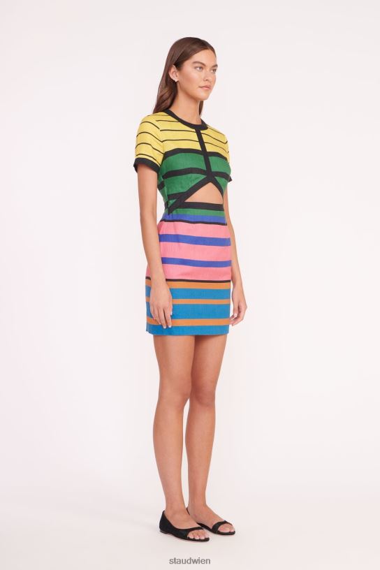 Frauen Mini-Perla-Kleid Formentera-Streifen 466Z43 STAUD Kleidung