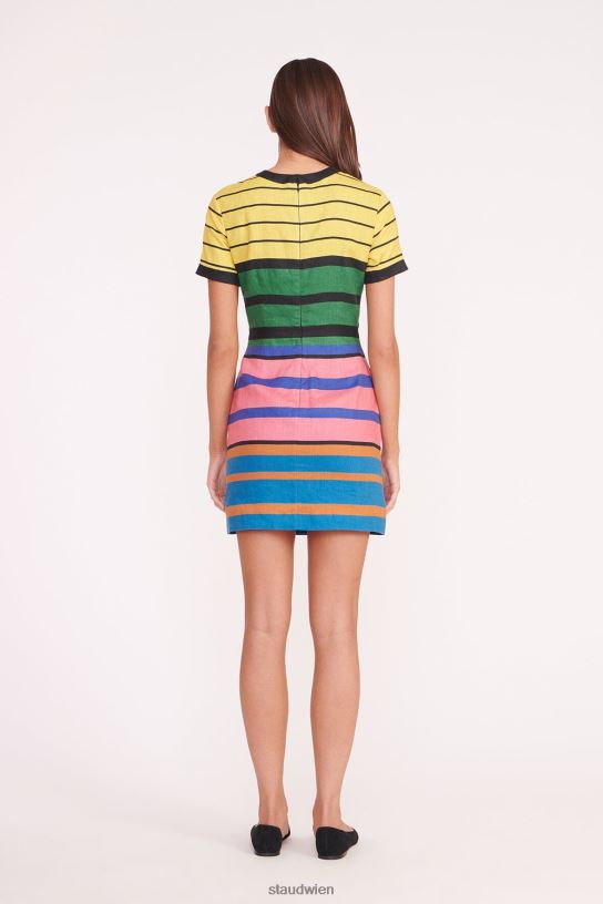 Frauen Mini-Perla-Kleid Formentera-Streifen 466Z43 STAUD Kleidung