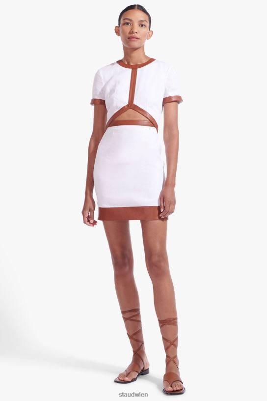 Frauen Mini-Perla-Kleid weißer Whisky 466Z45 STAUD Kleidung