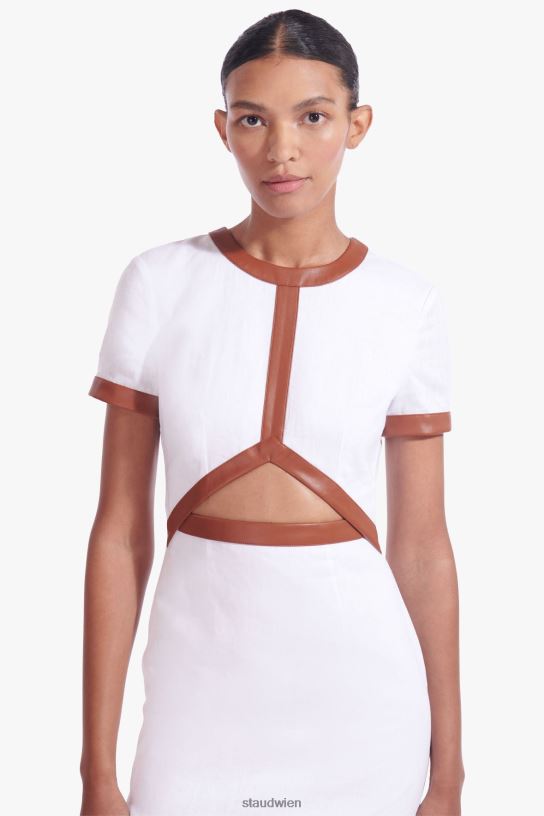 Frauen Mini-Perla-Kleid weißer Whisky 466Z45 STAUD Kleidung