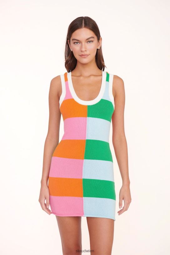Frauen Mini-Strandkleid Multi-Rugby-Streifen 466Z213 STAUD Kleidung