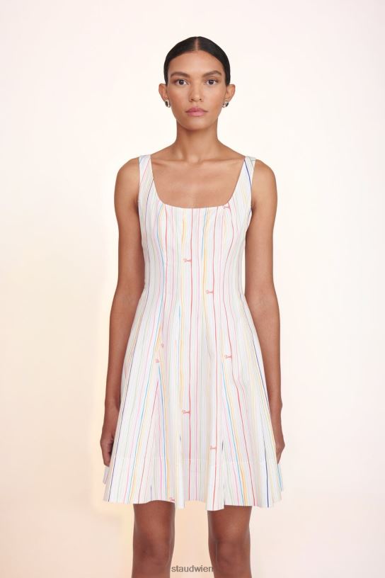 Frauen Mini-Wellen-Kleid Mehrstreifen 466Z90 STAUD Kleidung
