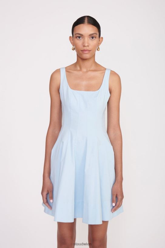 Frauen Mini-Wellen-Kleid französisches Blau 466Z94 STAUD Kleidung