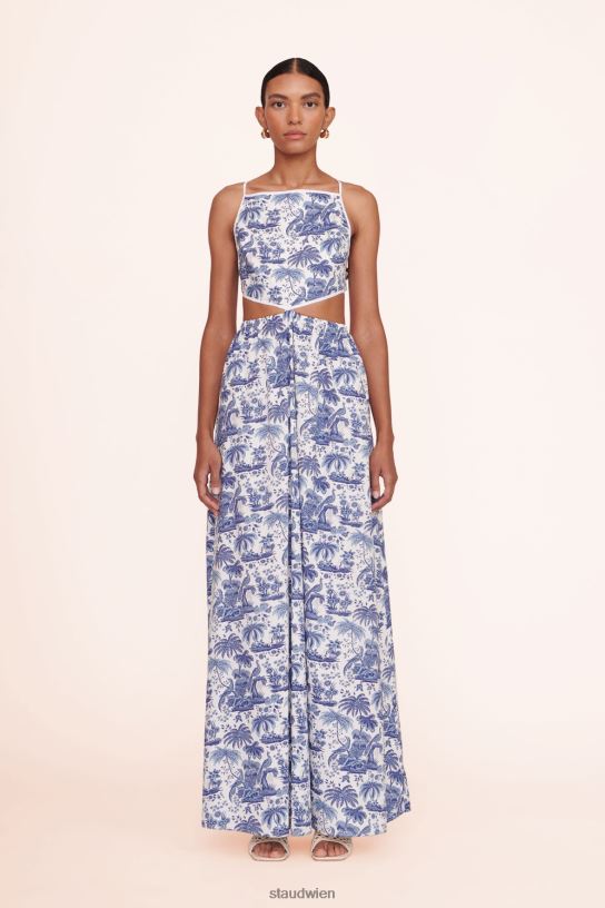 Frauen Myla-Kleid blaue Toile 466Z258 STAUD Kleidung