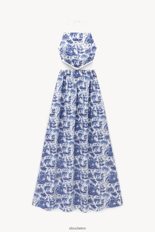 Frauen Myla-Kleid blaue Toile 466Z258 STAUD Kleidung