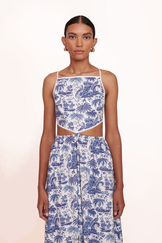 Frauen Myla-Kleid blaue Toile 466Z258 STAUD Kleidung