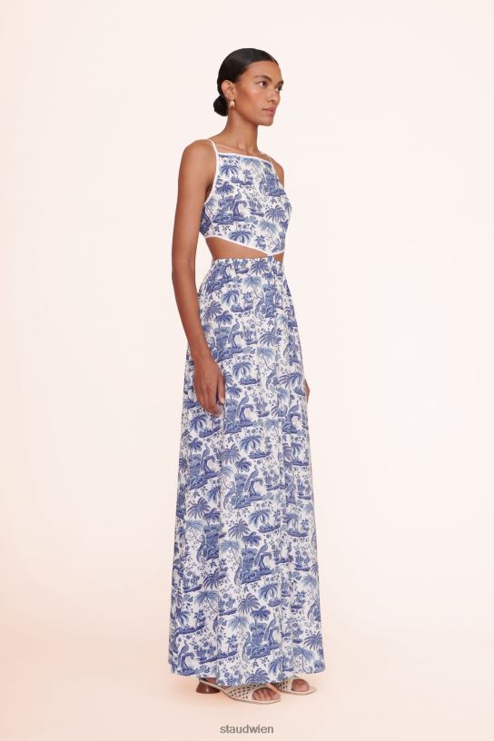 Frauen Myla-Kleid blaue Toile 466Z258 STAUD Kleidung
