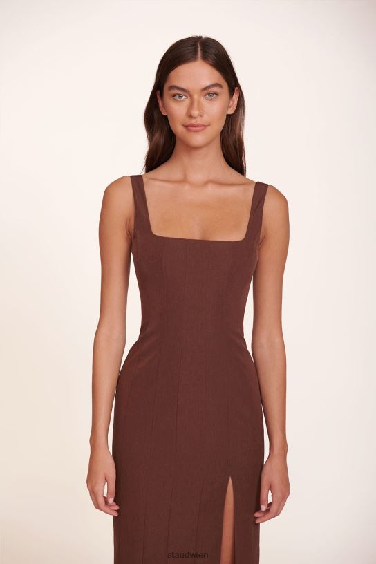 Frauen Porträtkleid Schokolade 466Z291 STAUD Kleidung