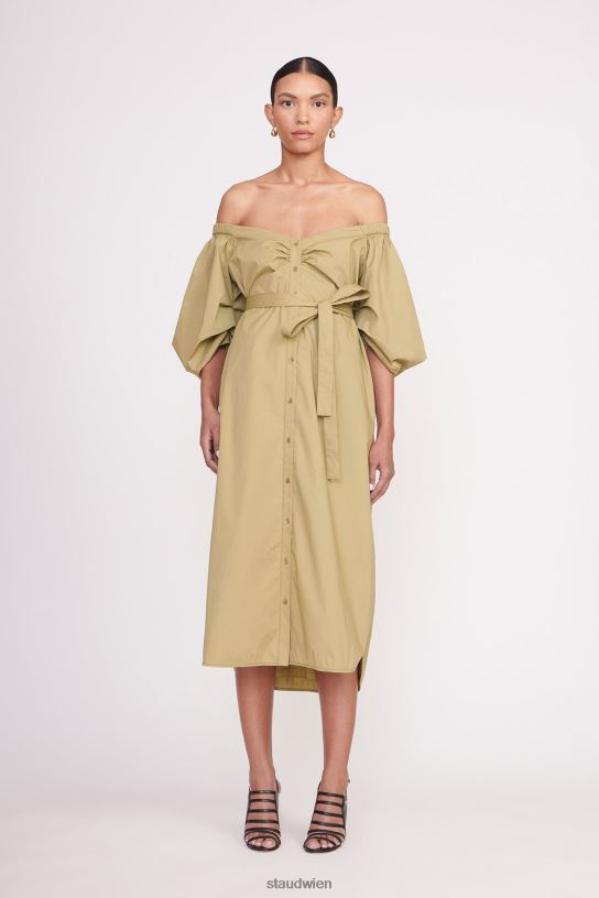 Frauen Reese-Kleid khaki 466Z109 STAUD Kleidung