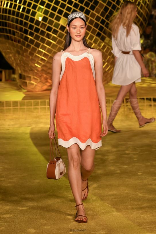 Frauen Renata-Kleid Mandarine weiß 466Z187 STAUD Kleidung