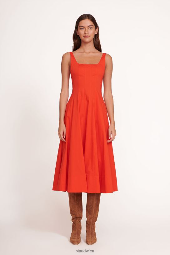Frauen Wells-Kleid Feuer 466Z50 STAUD Kleidung