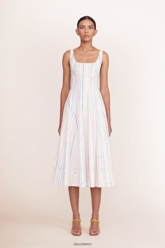 Frauen Wells-Kleid Mehrstreifen 466Z54 STAUD Kleidung