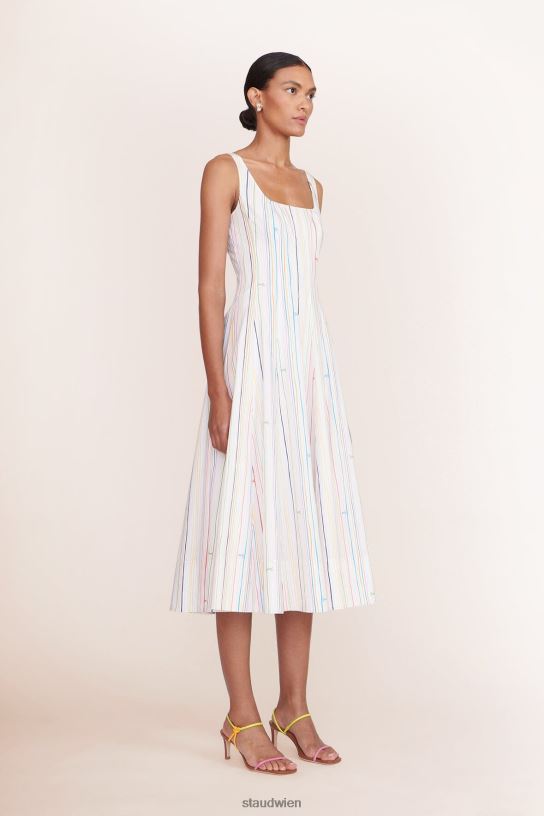 Frauen Wells-Kleid Mehrstreifen 466Z54 STAUD Kleidung