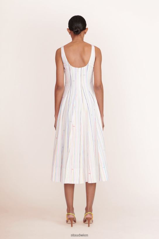 Frauen Wells-Kleid Mehrstreifen 466Z54 STAUD Kleidung