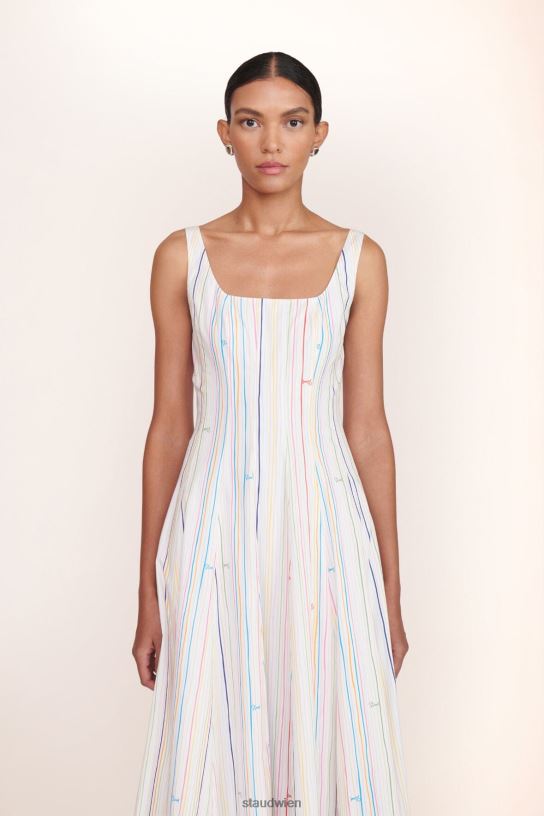 Frauen Wells-Kleid Mehrstreifen 466Z54 STAUD Kleidung