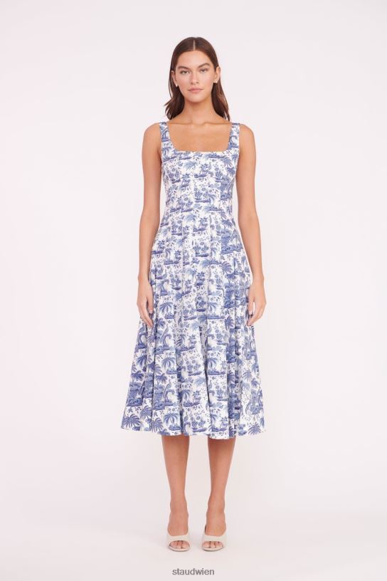 Frauen Wells-Kleid Porzellanblauer Toile 466Z49 STAUD Kleidung