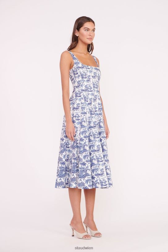 Frauen Wells-Kleid Porzellanblauer Toile 466Z49 STAUD Kleidung