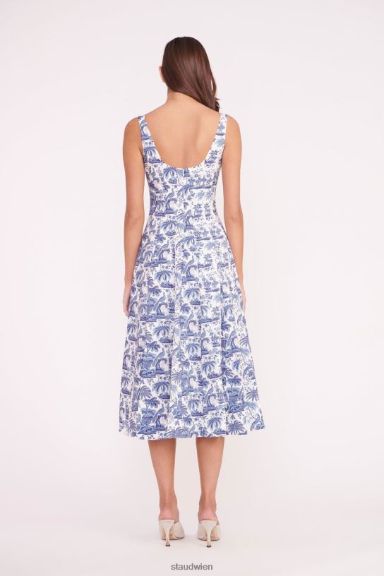 Frauen Wells-Kleid Porzellanblauer Toile 466Z49 STAUD Kleidung