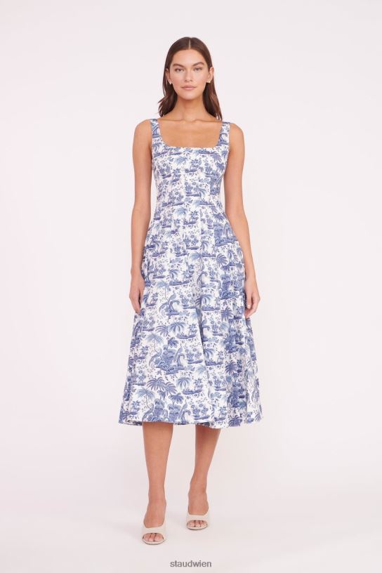 Frauen Wells-Kleid Porzellanblauer Toile 466Z49 STAUD Kleidung