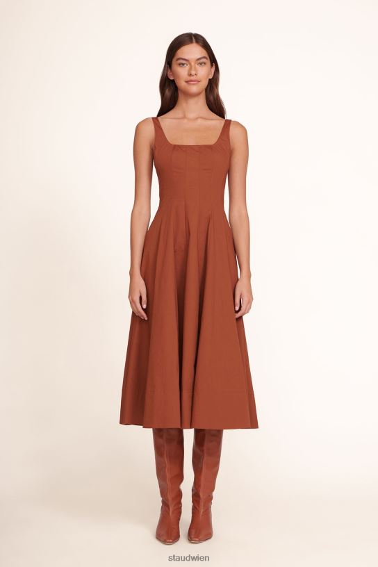 Frauen Wells-Kleid bräunen 466Z59 STAUD Kleidung