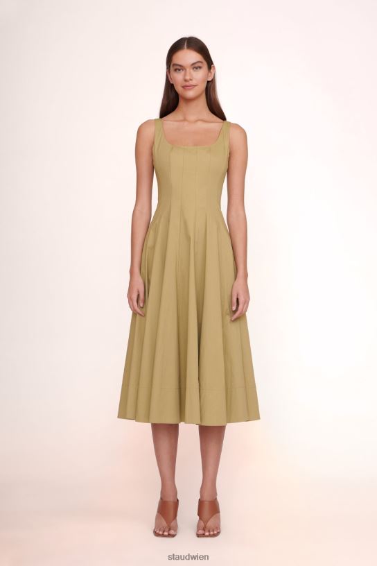 Frauen Wells-Kleid khaki 466Z53 STAUD Kleidung