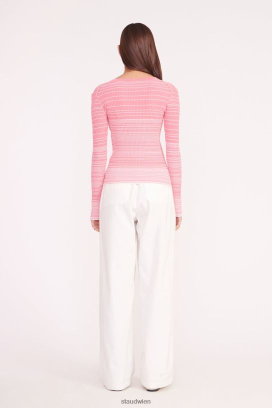 Frauen Cargo-Pullover korallenrosa weiß 466Z571 STAUD Kleidung