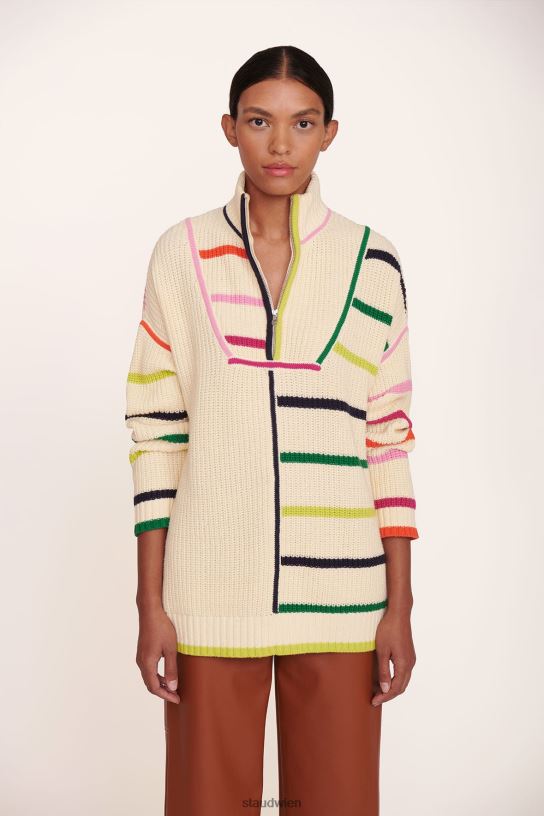 Frauen Hampton-Pullover Creme-Regenbogen-Multi 466Z598 STAUD Kleidung