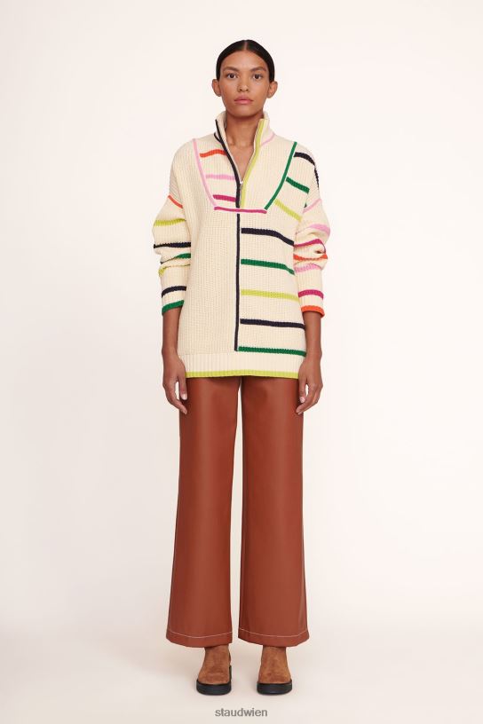 Frauen Hampton-Pullover Creme-Regenbogen-Multi 466Z598 STAUD Kleidung