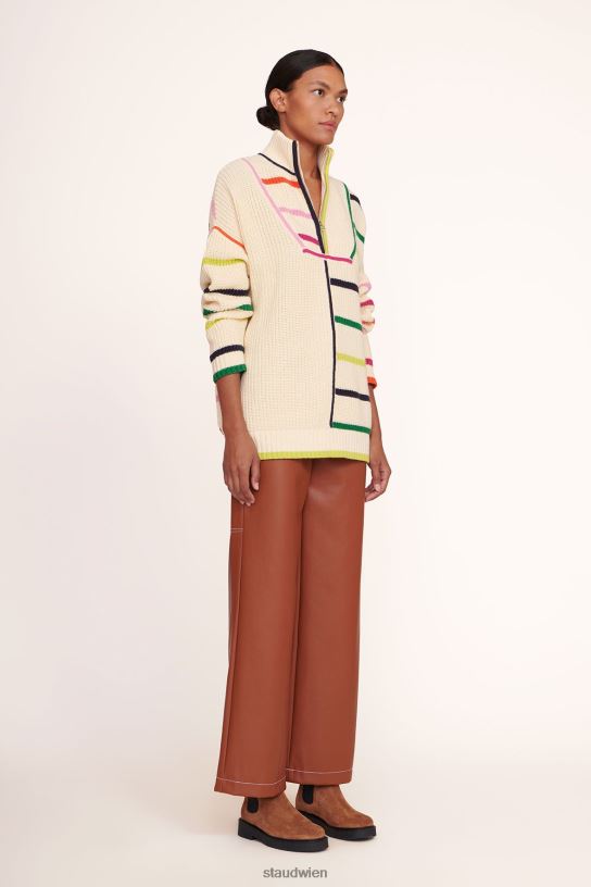 Frauen Hampton-Pullover Creme-Regenbogen-Multi 466Z598 STAUD Kleidung