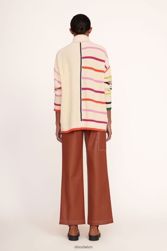 Frauen Hampton-Pullover Creme-Regenbogen-Multi 466Z598 STAUD Kleidung