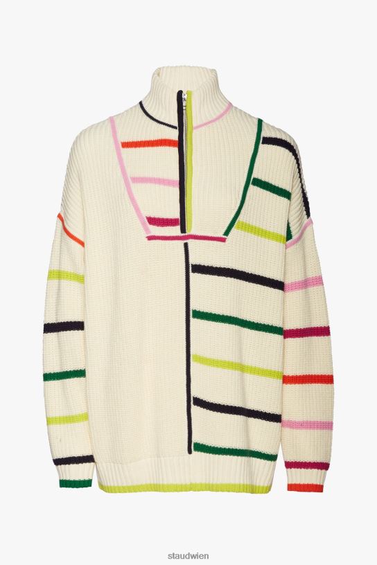 Frauen Hampton-Pullover Creme-Regenbogen-Multi 466Z598 STAUD Kleidung