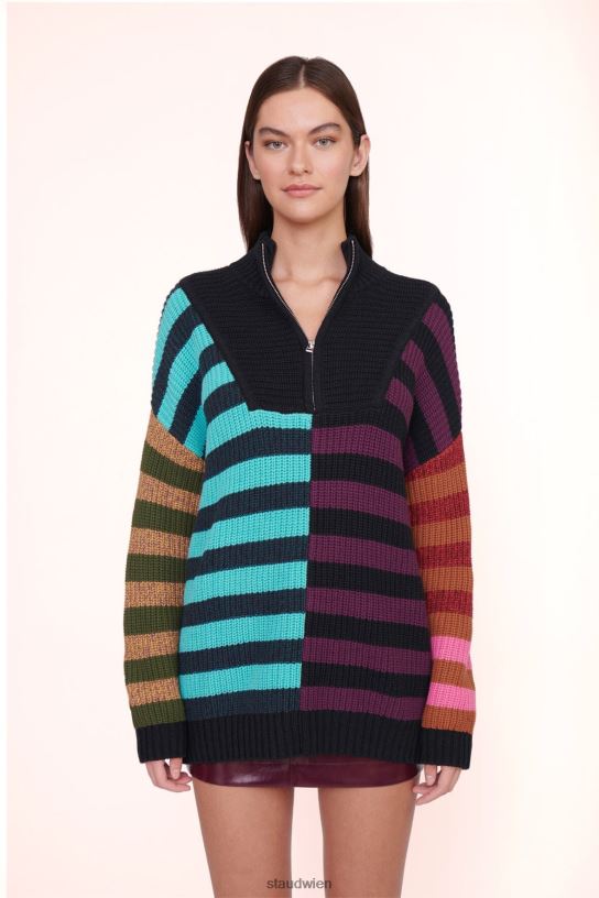 Frauen Hampton-Pullover Mosaikstreifen 466Z599 STAUD Kleidung