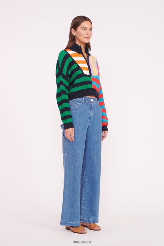 Frauen Kurzer Hampton-Pullover Cabana Stripe Multi 466Z575 STAUD Kleidung