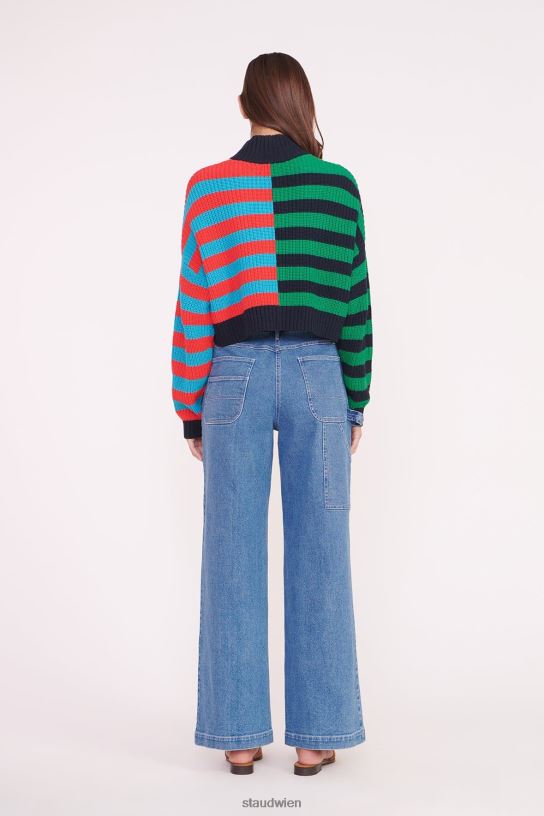 Frauen Kurzer Hampton-Pullover Cabana Stripe Multi 466Z575 STAUD Kleidung