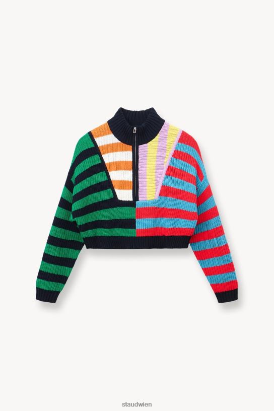 Frauen Kurzer Hampton-Pullover Cabana Stripe Multi 466Z575 STAUD Kleidung