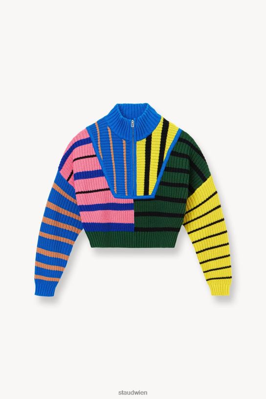 Frauen Kurzer Hampton-Pullover Formentera-Streifen 466Z577 STAUD Kleidung