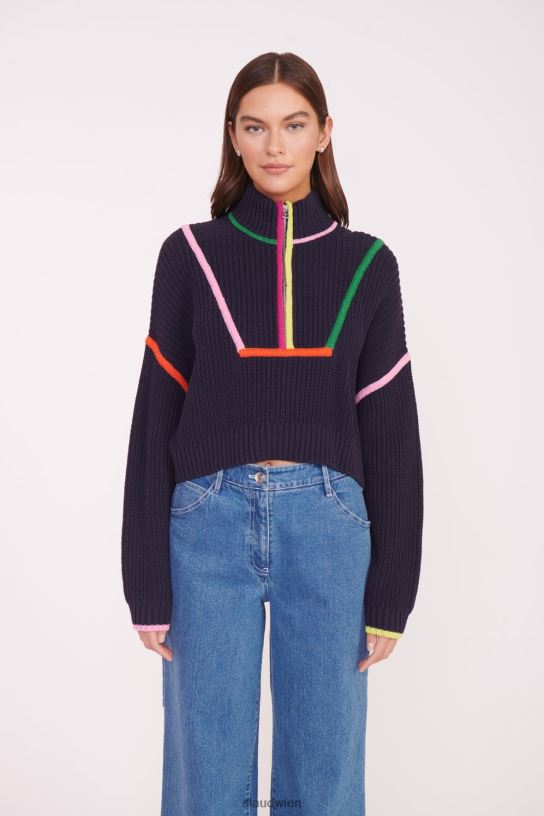 Frauen Kurzer Hampton-Pullover Marine-Multi 466Z580 STAUD Kleidung