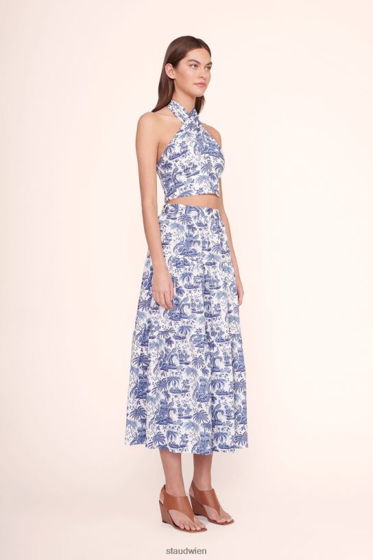 Frauen Gesmoktes Kai-Oberteil blaue Toile 466Z344 STAUD Kleidung