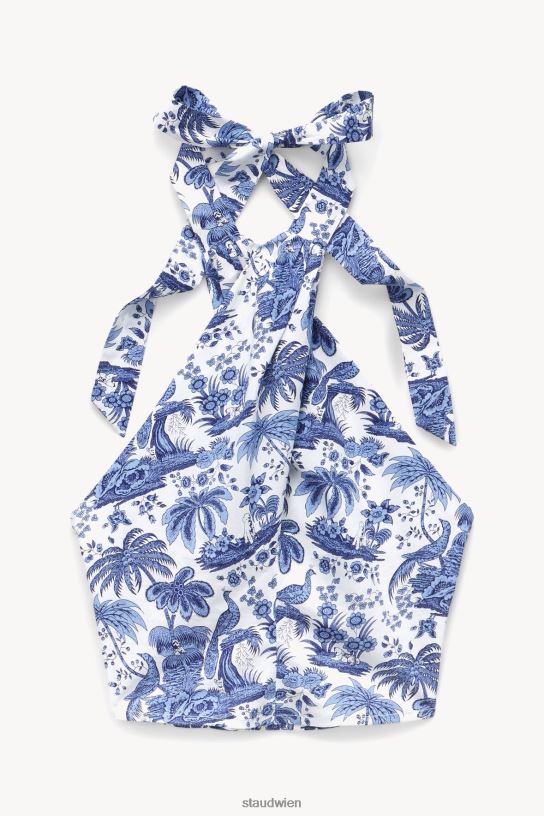 Frauen Gesmoktes Kai-Oberteil blaue Toile 466Z344 STAUD Kleidung