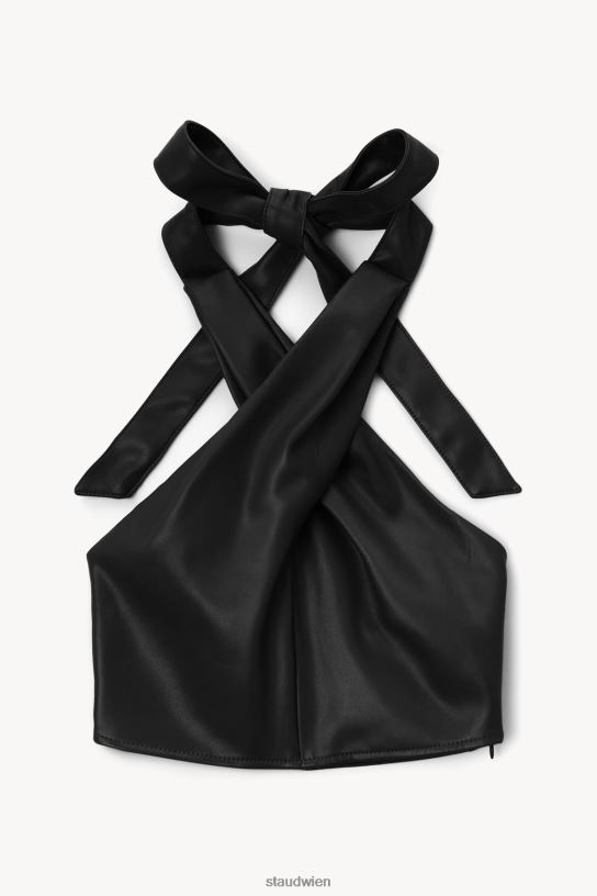Frauen Kai Top aus veganem Leder Schwarz 466Z449 STAUD Kleidung