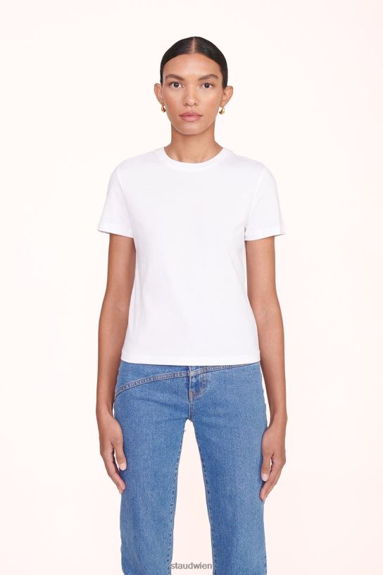 Frauen T-Shirt mit Rundhalsausschnitt Weiss 466Z417 STAUD Kleidung